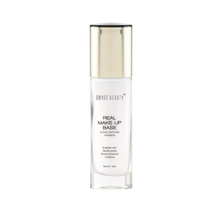 Swiss Beauty Real Makeup Base Highlighting Primer| Skin-Hydrating Poreless Primer With Natural Glow Finish For Face Makeup |Shade - 03 Pink Tint, 32Ml Swiss Beauty Real Makeup Base Highlighting Primer| Skin-Hydrating Poreless Primer With Natural Glow Fin