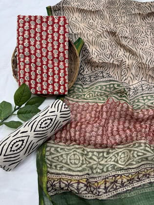Festive Cotton Suit With Kota Doriya Dupatta