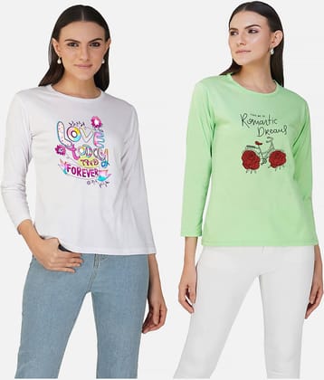 CHOZI Women Cotton Printed Regular Fit Round Neck T-Shirt ( Multi Color )