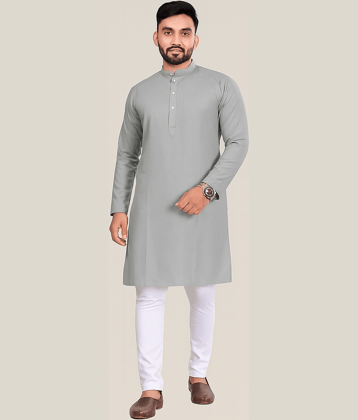 Balaji's Cotton Blend Solid Regular Fit Kurta Pyjama Set For Men ( Pink )
