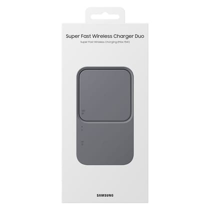 SAMSUNGg Wireless Charger Duo EP-P5400BBEGIN with 15W of Fast Charging Support (Dark Gray)