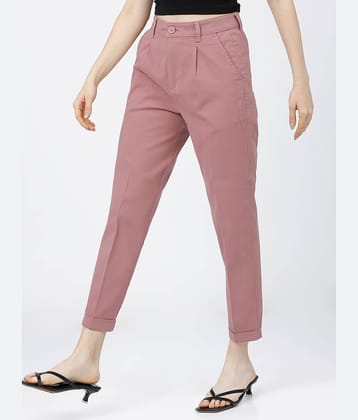 Tokyo Talkies Women Cotton Blend Casual Trousers ( Red )