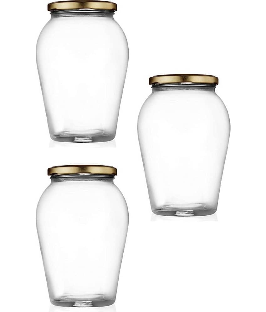 Somil - Storage Container Glass Transparent Pickle Container ( Set of 3 )
