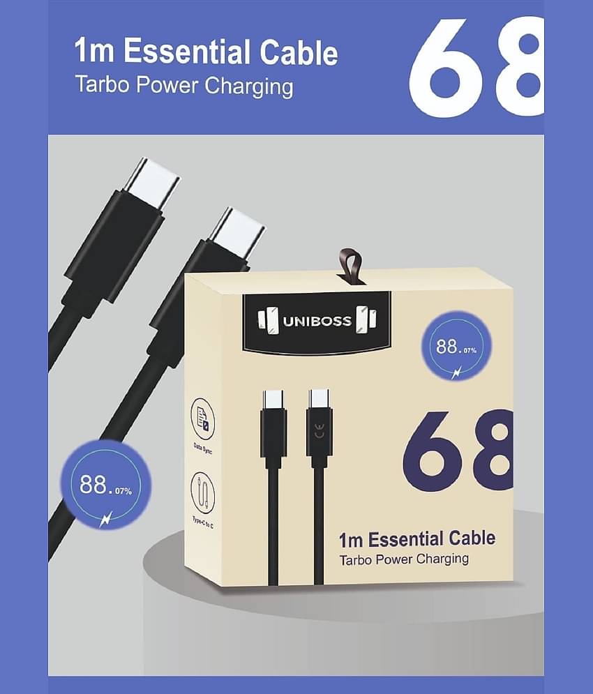 UniBoss 68 Watt Type C to C Certified Fast Charging Cable 1 m USB Type C Cable  (Compatible with Moto Edge 60/ 50/ 40/ 30/ Fusion /Neo/razr/g05/g85/g45/g64/g84 /g62, Black)