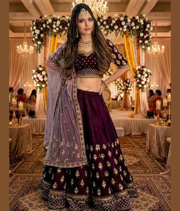 kedar fab Women's Net Semi Stitched Flared Lehenga Choli