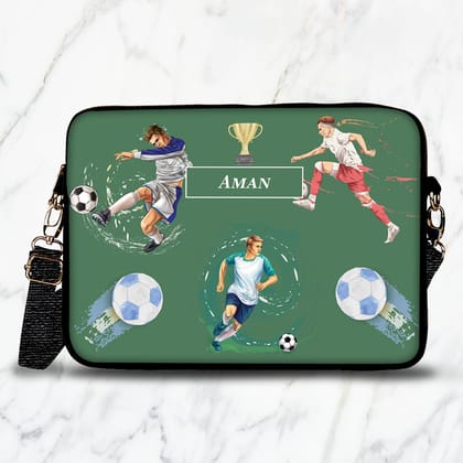 Football Fever Kids Laptop Bag-Emerald / 13.3"