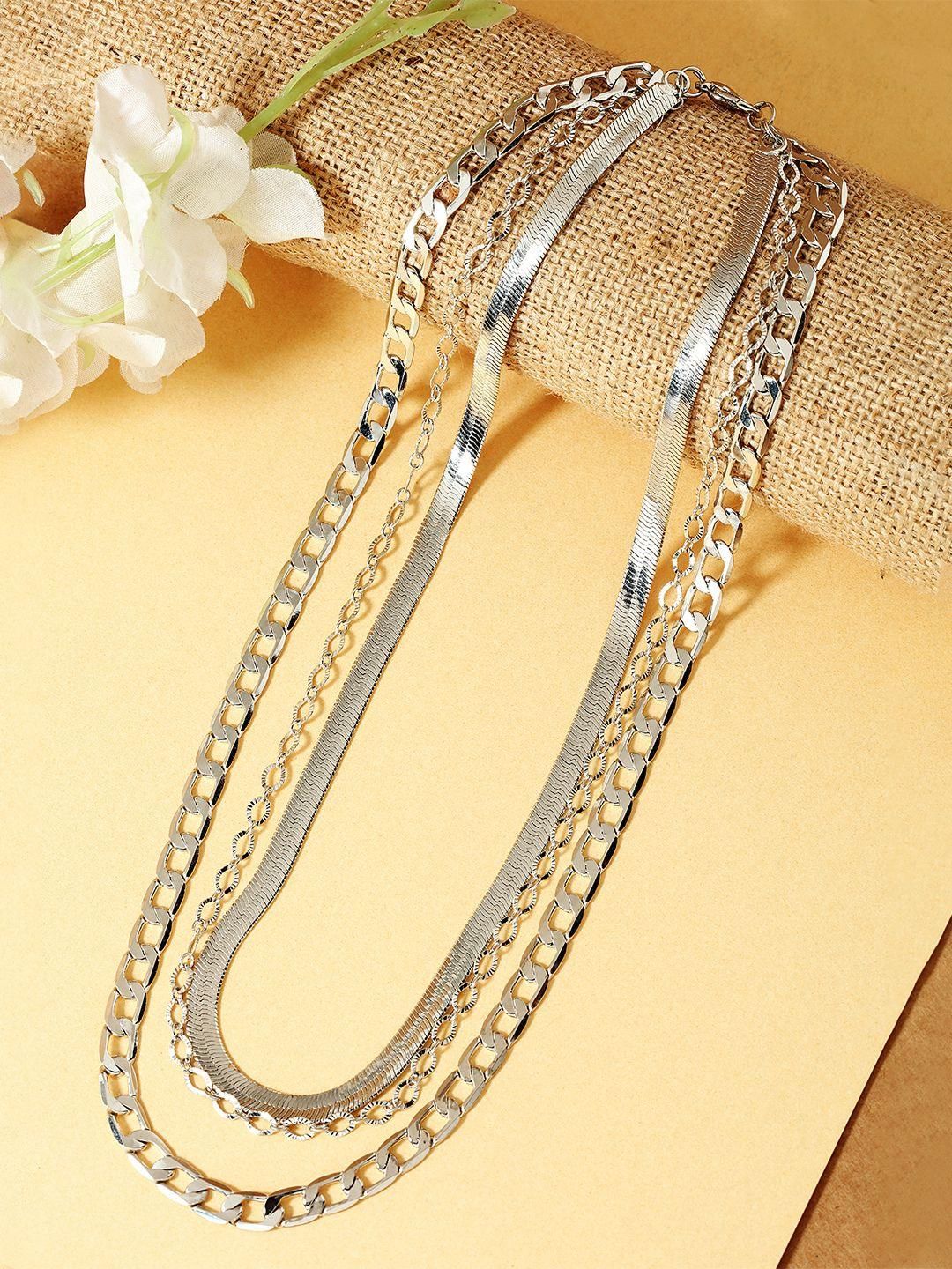 Silver-Toned Brass Silver-Plated Layered Chain