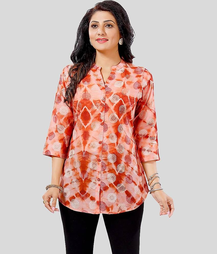 Meher Impex Women Printed Poly Silk Shirt ( Pink )