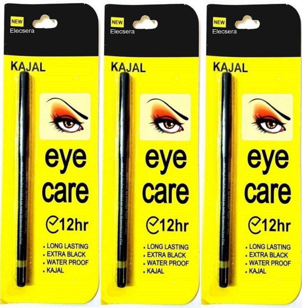 ADS Eyecare Kajal Pencil 12 Hour Extra Black Long Lasting Water Proof Kajal (Pack of 3) - Makeup - Eyes | Buy online on ZillyBuy