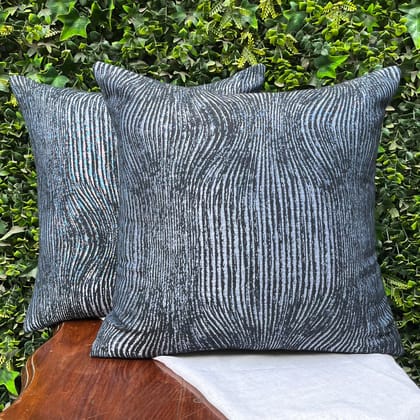 Sofia Cushion Covers - Pack of 2-Navy Blue / 16 x 16 inch