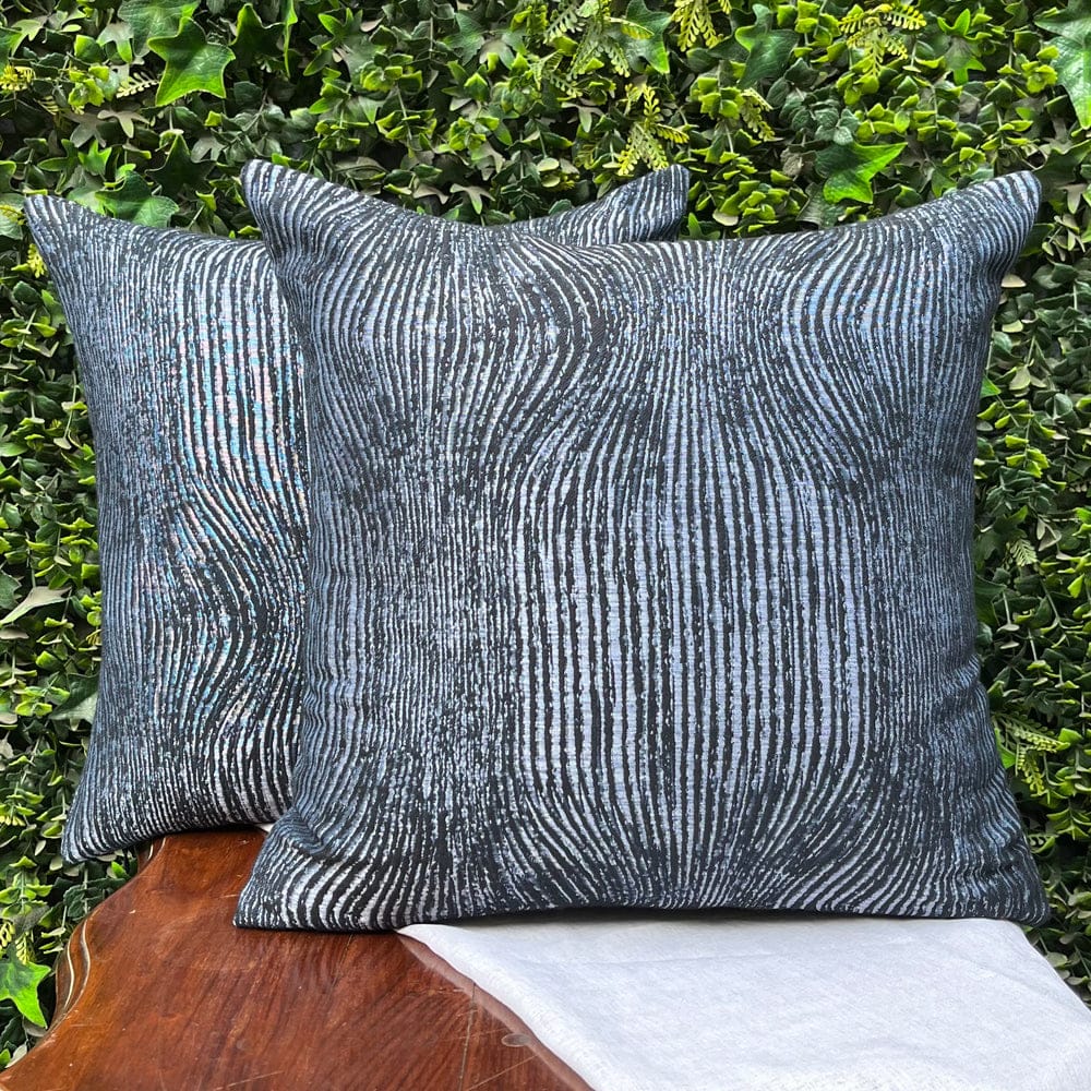 Sofia Cushion Covers - Pack of 2-Navy Blue / 16 x 16 inch