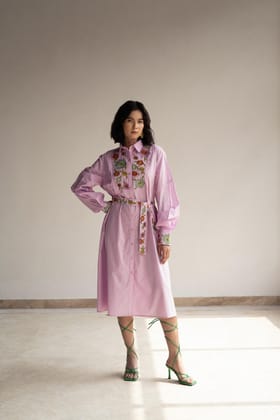 Orchid Bouquet Shirt Dress-S