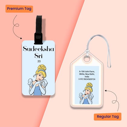 Personalized Bag Tags for Kids - Set of 5 - Cinderella-Regular Bag Tags