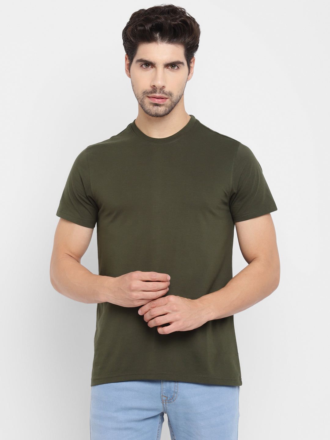 Round Neck T-Shirt for Men Olive (CLEARANCE NO EXCHANGE NO RETURN)-S / Olive