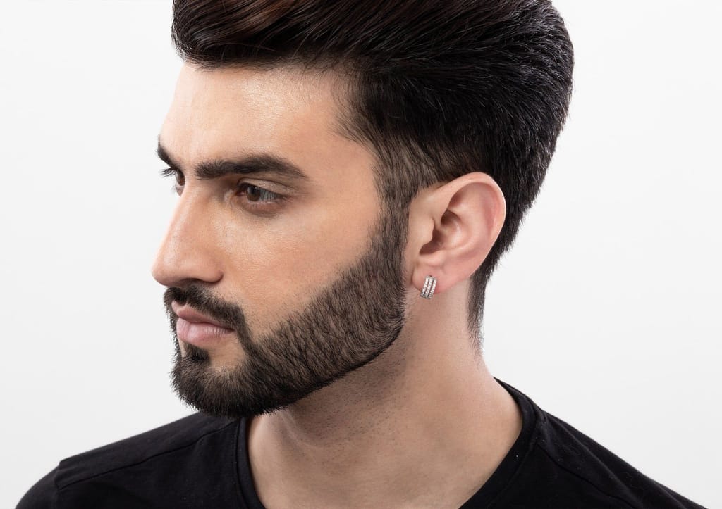 Three Line Boxed Hoop Earring For Men (1 Pc Only)