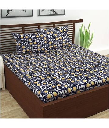 DIVINE CASA Cotton Double Bedsheet ( Blue )