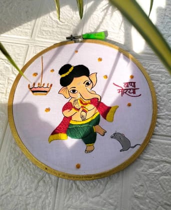 Hand painting with embroidery
