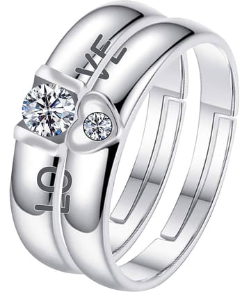 Speical For Couple Ring Valentines Adjustable  Lover Ring Set Silver Plated Couple Ring Women And Men