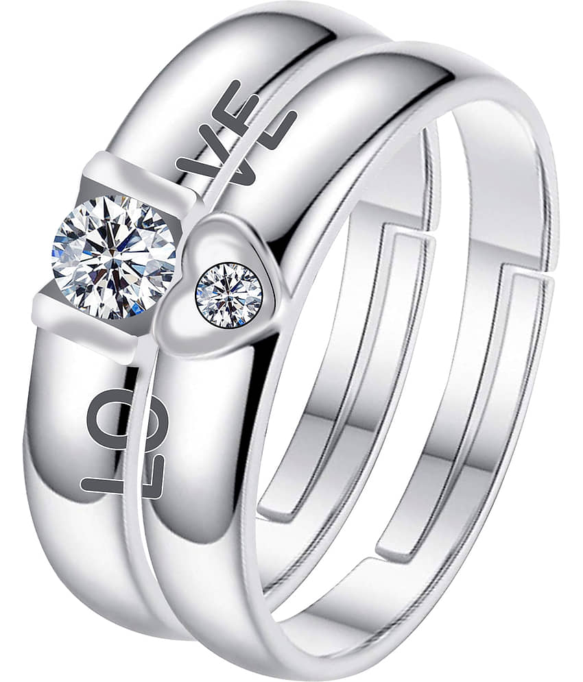 Speical For Couple Ring Valentines Adjustable  Lover Ring Set Silver Plated Couple Ring Women And Men
