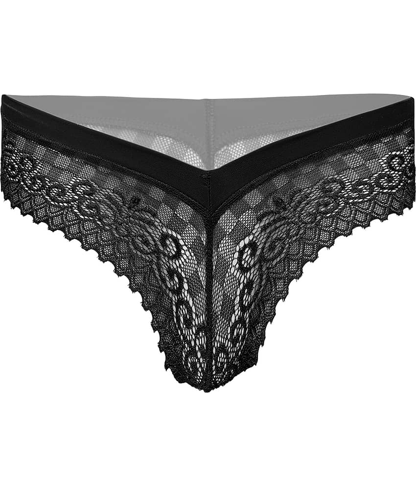 FIHA Pack of 1 Lace Thongs For Women ( Red )