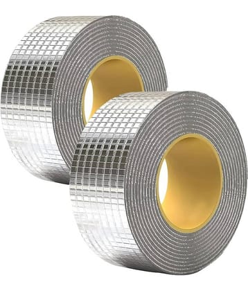 Super Strong Waterproof Permanent Repair Aluminum Butyl Tape Silver Single Sided Duct Tape ( Pack of 2 )