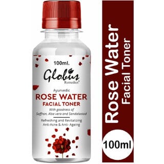 Globus Remedies Ayurvedic Rose Water Facial Toner with Goodness of Saffron, Aloe Vera & Sandalwood, 100 ml