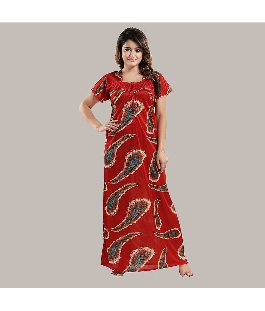 Gutthi Yellow Satin Women's Nightwear Nighty & Night Gowns ( Pack of 1 )