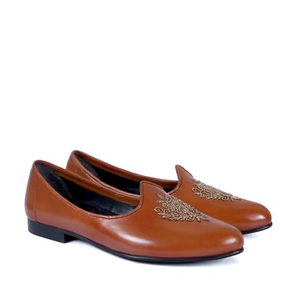 Ethnic Tan Leather Zardosi Jalsa-40/6