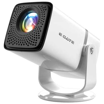 E GATE Atom 3X Projector 4k ultra HD, Full HD 1080p Native, Automatic Home Projector for Room | 300 ISO | Rotatable Design | Android Netflix, Prime | ARC-HDMI, USB, Wifi-6, BT, Screen Mirroring, Egate E GATE Atom 3X Projector 4k ultra HD, Full HD 1080p N