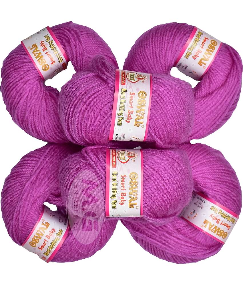 100% Acrylic Wool Purple (6 pc) Smart Baby 4 ply Wool Ball Hand Knitting Wool/Art Craft Soft Fingering Crochet Hook Yarn, Needle Knitting Yarn Thread Dyed