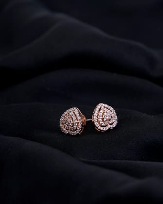 Radiant Blossom Opal Studs-White / Rose Gold