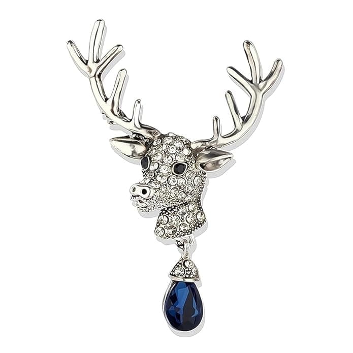 Voici France Deer Head Brooch Mens Brooches for Suits Brooch for Men Mens Lapel Pin Sweater Brooch Pin Retro Brooch Clothing Brooch Pin silver Clothing Accessories Man Suit Alloy