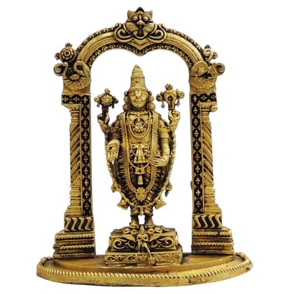 Brass Tirupati Balaji Idol | Lord Venkateswara Religious Statue, Height : 6 Inch (BSMAS1911 C)