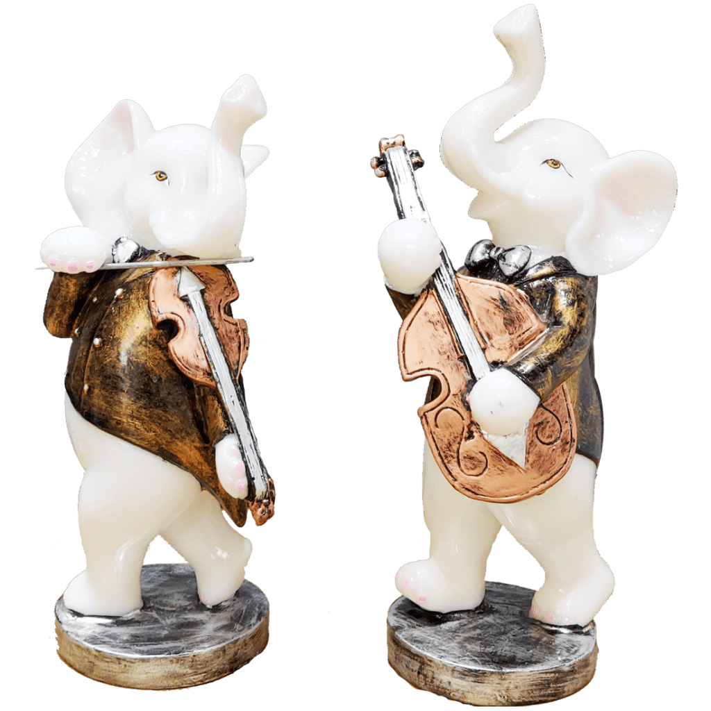 Pair of Appu Playing Violin and Gitar Decorative Gift H – 25 cm-Composite Marble