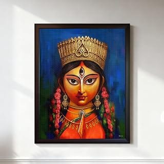 SOULFUL Maa Durga Canvas Wall Art Painting | Gallery Wrap | UV Fade Resistant Print | Wall Hanging Decor for Puja Room, Living Room, Office & Home | Divine Protection Spiritual Gift (8 x 10 Inch)