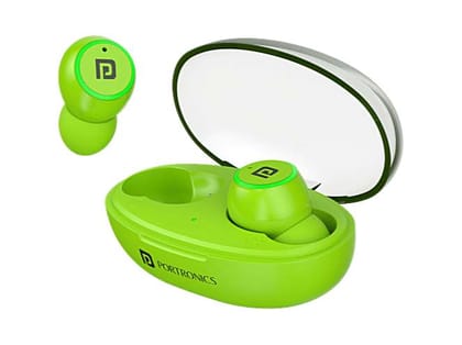Portronics Harmonics Twins S13 Green, In Ear True Wireless Earbuds with Mic, 24H Playtime, Game/Music Mode, Touch Control, 8mm Driver