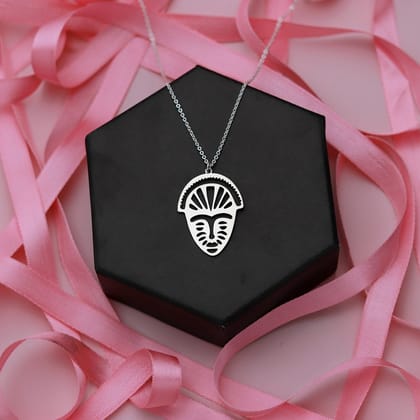 Retro Mask Necklace-Silver