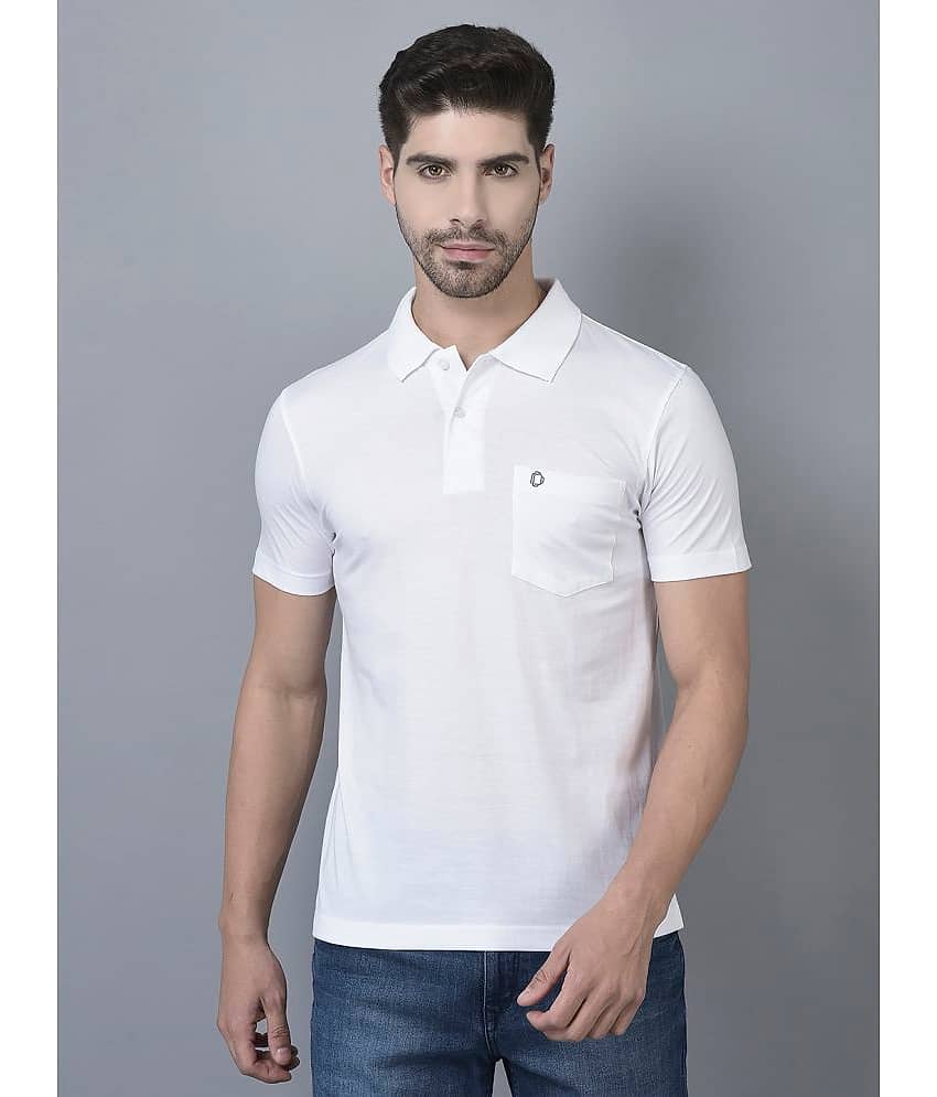 Dollar Cotton Blend Regular Fit Solid Half Sleeves Men's Polo T Shirt - White ( Pack of 1 )
