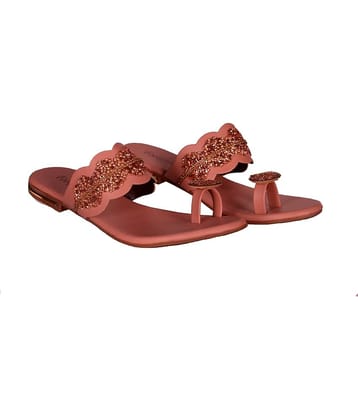 Footprints Pink Women's Kolhapuris