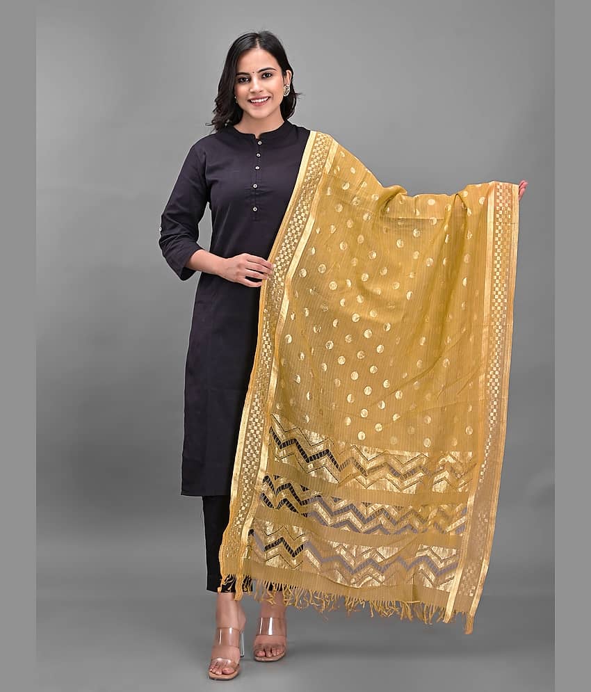 Anjaneya Creations Gold Silk Women's Dupatta - ( Pack of 1 )