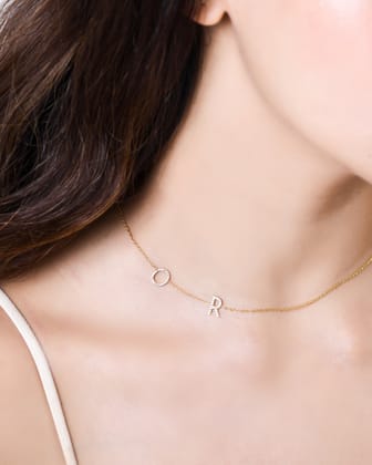 Sideway Initials Necklace-18k Gold Plated