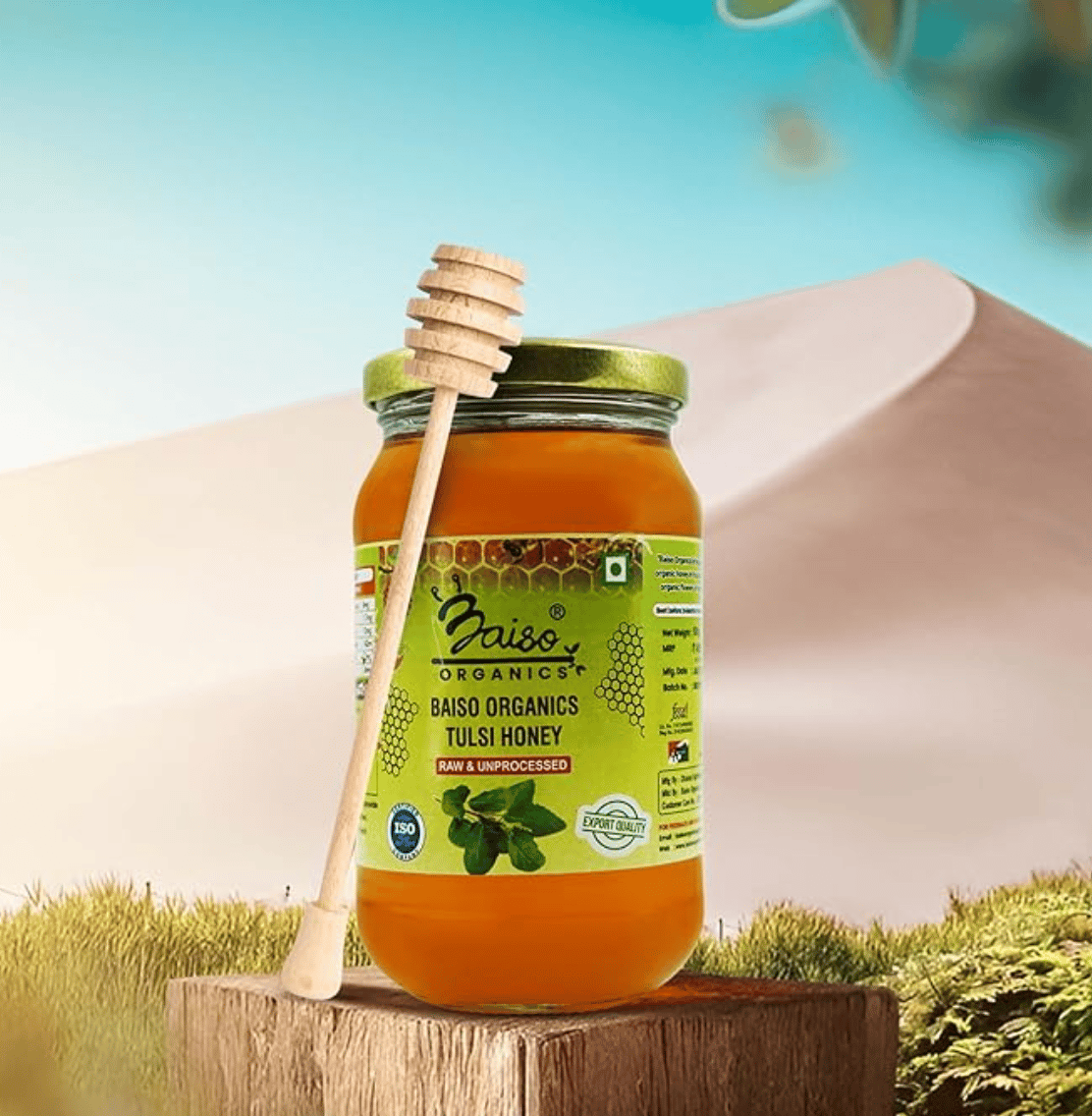 Baiso Organics Raw Unprocessed Natural Tulsi Honey - 500gm