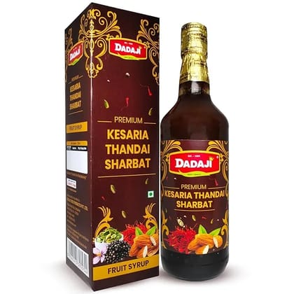Dadaji Premium Kesaria Thandai Syrup | 750ml | Made with Real Saffron & Almonds | Authentic Holi Thandai Drink | Cooling Summer Herbal Beverage