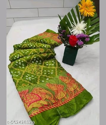 JIHANA FAB Chiffon Printed Regular Saree With Unstitched Blouse Piece ( Blue )