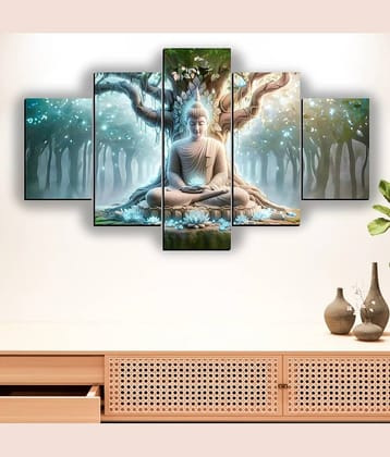 SNDArt Set Of 5 Lord Buddha Wall Paintings For Living Room Decorative Gift Items 18 x 30 inch