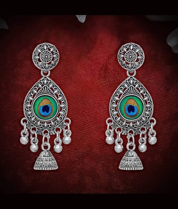 LUV FASHION Silver Jhumki Earrings ( Pack of 1 )