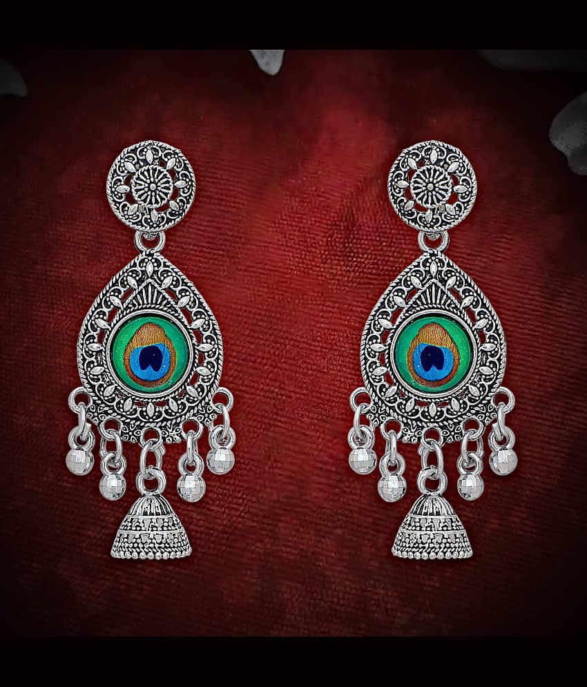 LUV FASHION Silver Jhumki Earrings ( Pack of 1 )