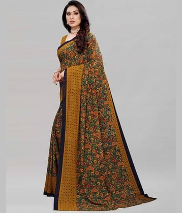 Kanooda Prints Georgette Printed Saree With Unstitched Blouse Piece ( Green )