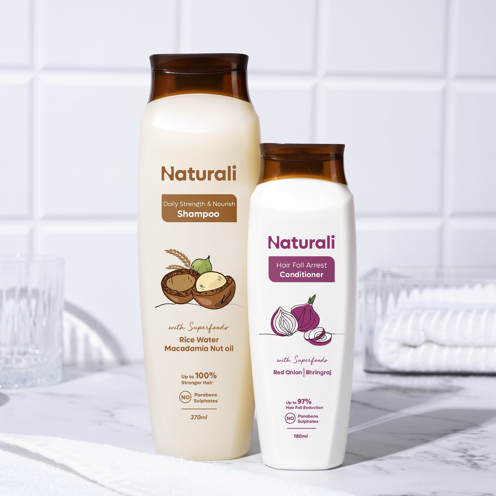 Naturali Daily Strength & Nourish Shampoo + Hair Fall Arrest Conditioner-370ml+180ml