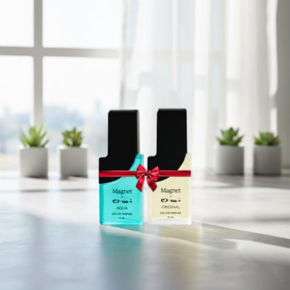 Ossa Magnet Aqua &amp; Original Unisex Eau De Parfum 15ml With Bergamot, Patchouli, Cedarwood, Sandalwood, Musk | Premium Long Lasting Fragrance for Men &amp; Women | Oceanic Scent for Daytime Events and Adventures (Pack of 2, 15ml X 2) Ossa Magnet Aqua 